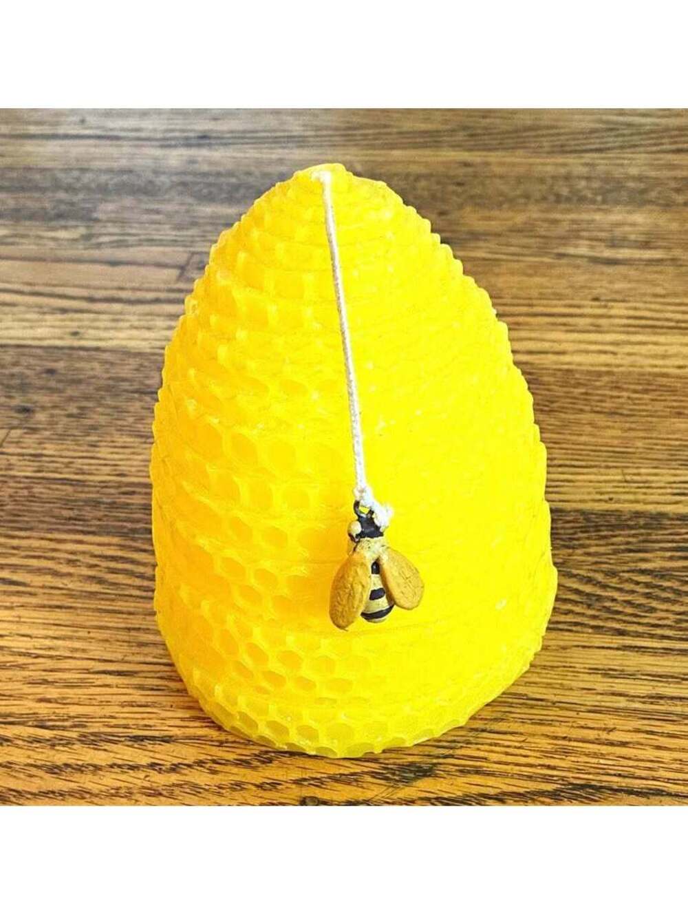 Vintage Decorative Candle - Yellow Beehive w Bee Charm on Wick, Handmade